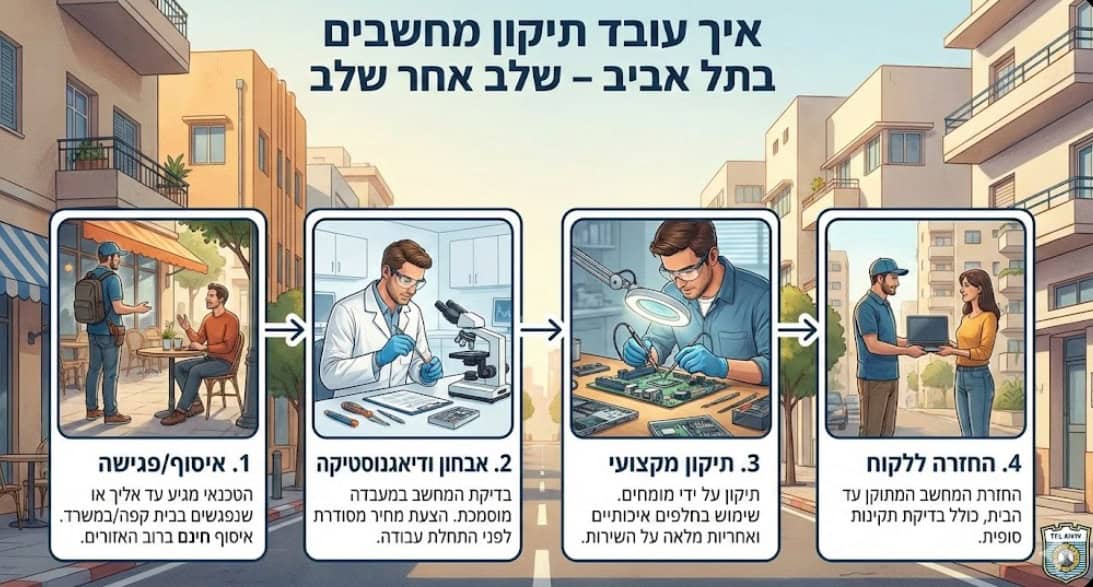 איך עובד תיקון מחשבים בתל אביב שלב אחר שלב